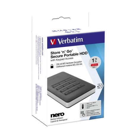 Zunanji trdi disk 2.5 1TB USB 3.0 Verbatim Store n Go Secure (53401)