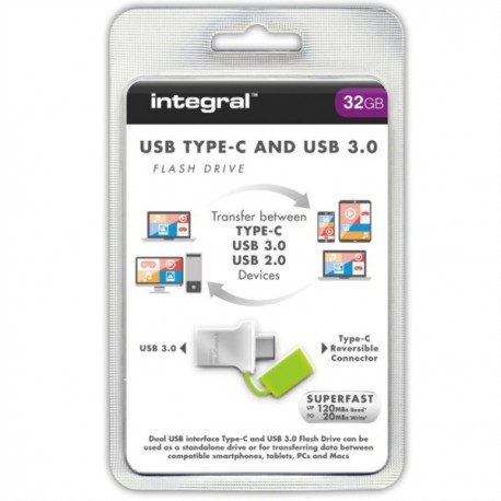 USB ključek 32GB INTEGRAL FUSION, tip-C, INFD32GBFUS3.0-C