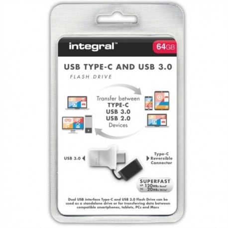 USB ključek 64GB INTEGRAL FUSION, tip-C, INFD64GBFUS3.0-C