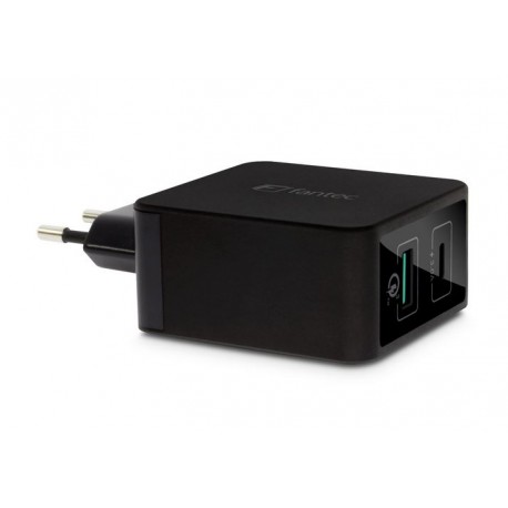 Pretvornik USB - 220V 3A 1xUSB 3.0 + 1xUSB Tip-C črn Quick Charge Fantec