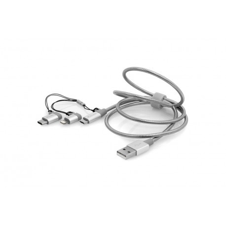 Kabel USB na mikro USB + Lightning + USB-C Verbatim Stainless Steel 3v1 (48870)