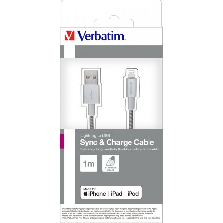 Kabel USB na Lightning 100cm Silver Verbatim 48859