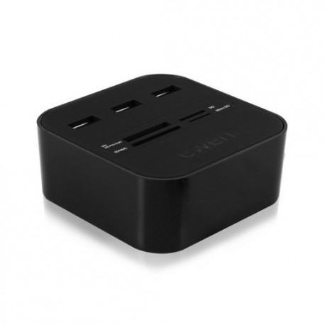 Čitalec kartic USB 2.0 in USB hub s 3 vhodi, Ewent