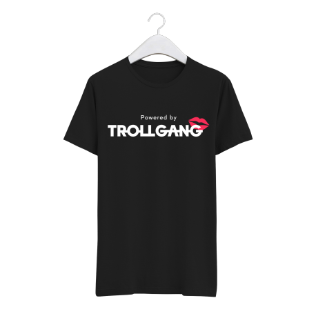 Majica moška črna TrollGang Kiss bel napis
