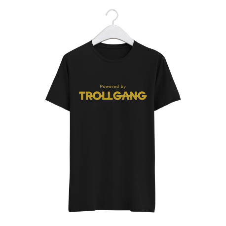 Majica moška črna Powered By TrollGang zlat napis
