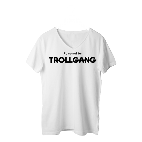 Majica ženska bela Powered By TrollGang črn napis