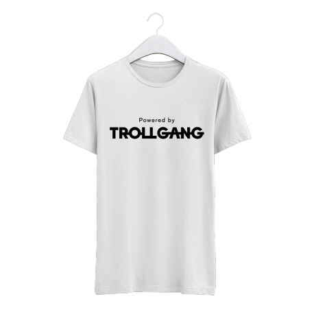 Majica otroška bela Powered By TrollGang črn napis