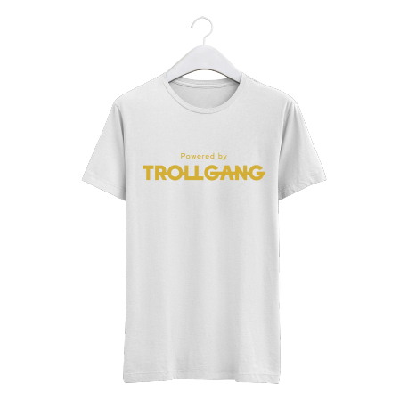 Majica otroška bela Powered By TrollGang zlat napis