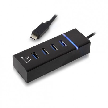USB hub USB-C v 4x USB-A 3.0, črn, Ewent EW1137