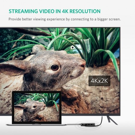 Ugreen USB-C do 3xUSB3.0 + HDMI + RJ45 + SD & TF sivo