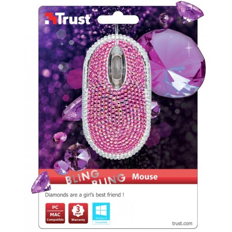 Miška USB Trust Bling-Bling, roza / srebrna