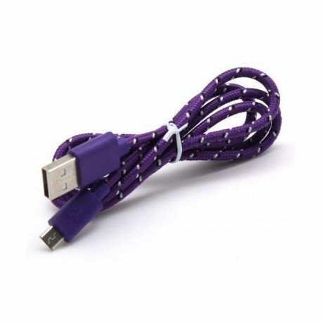 Kabel USB A-B mikro 1m SBOX bombažna zaščita, vijola