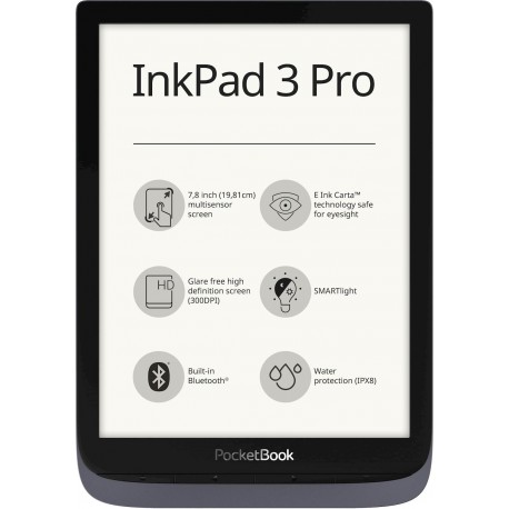 E-bralnik PocketBook InkPad 3 Pro, metalik siv