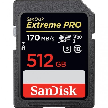 SanDisk Extreme PRO 512GB SDXC Memory Card up to 170MB/s, UHS-I, Class 10, U3