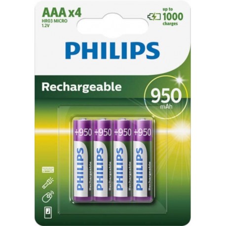 PHILIPS BATERIJA AAA - POLNILNA BLISTER 4 KOS (LR03)