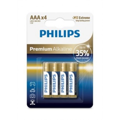 PHILIPS BATERIJA AAA - PREMIUM ALKALINE BLISTER 4 KOS (LR3), LR03M4B/10