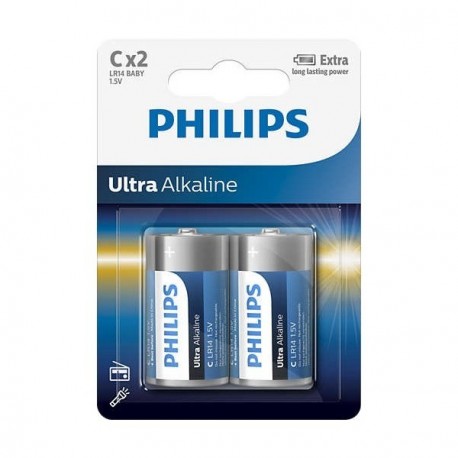 PHILIPS BATERIJA C - ULTRA ALKALINE 2 KOS (R14), LR14E2B/10