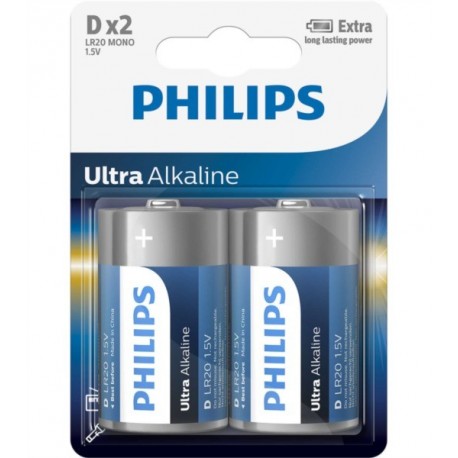 PHILIPS BATERIJA D - ULTRA ALKALINE 2 KOS (R20), LR20E2B/10