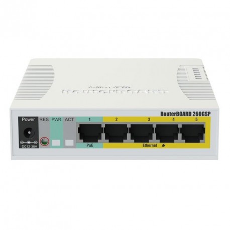 Stikalo (switch) 5 port MIKROTIK RB260GSP Gigabit PoE, CSS106-1G-4P-1S