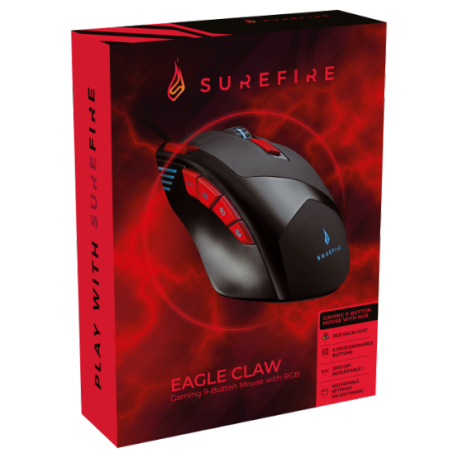 Miška SUREFIRE Eagle Claw Gaming, 9 gumbov RGB
