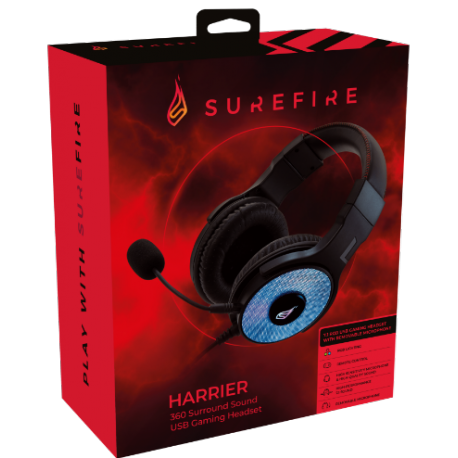 Slušalke SUREFIRE Harrier 360 Surround Sound USB Gaming