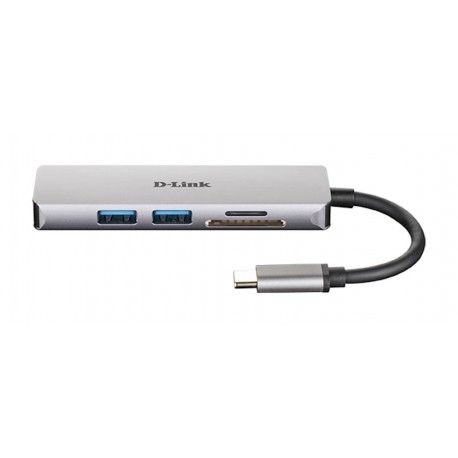 D-link 5-v-1 razdelilnik USB-C z bralnikom kartic HDMI in SD / microSD
