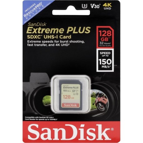 Spominska kartica SanDisk Extreme Plus SDXC 128GB, V30 UHS-I U3