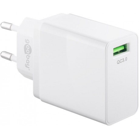 Polnilec Goobay USB quick charger QC3.0 (18W) bel