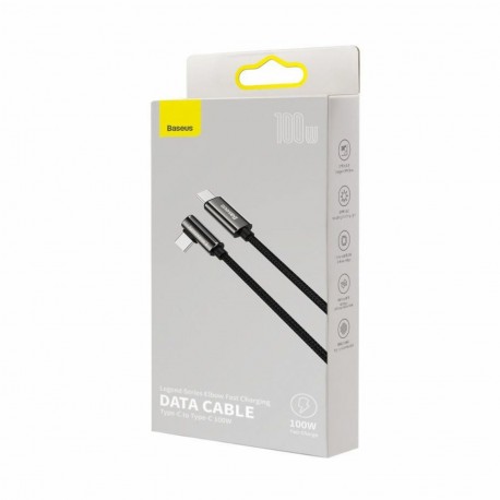 Kabel USB C-C 1m 100W 20V5A Legend črn pleten kotni Baseus 8519254