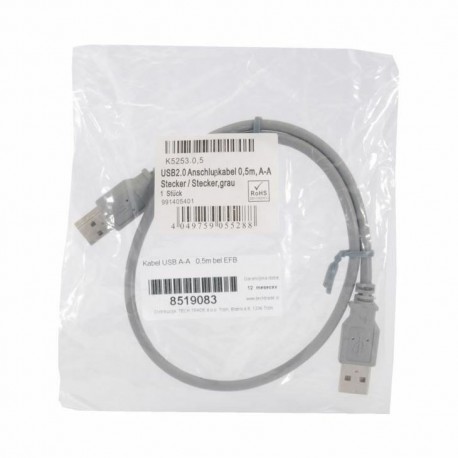 Kabel USB A-A   0,5m EFB siv 8519083
