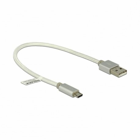 Kabel USB A-B mikro  0,25m Delock bombažna zaščita, bel 8519133