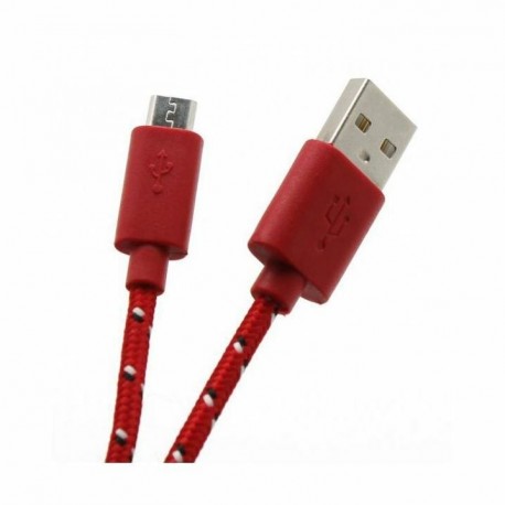 Kabel USB A-B mikro  1m SBOX bombažna zaščita, rdeč 8519110