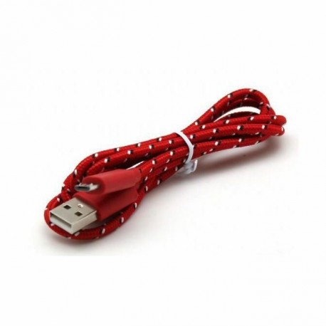 Kabel USB A-B mikro  1m SBOX bombažna zaščita, rdeč 8519110