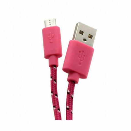 Kabel USB A-B mikro  1m SBOX bombažna zaščita, roza 8519108