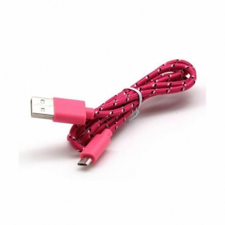 Kabel USB A-B mikro  1m SBOX bombažna zaščita, roza 8519108
