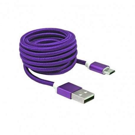 Kabel USB A-B mikro 1,5m SBOX bombažna zaščita, vijola 8519121