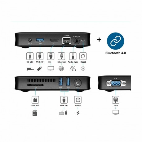 Rikomagic MK41 Quad Core 64GB Windows 10 Mini PC z VESA nosilcem
