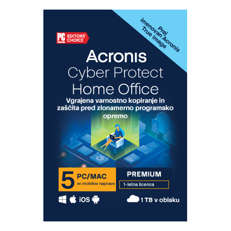 Acronis Cyber Protect Home Office Premium, 3 računalniki, 1TB Cloud, 1 letna