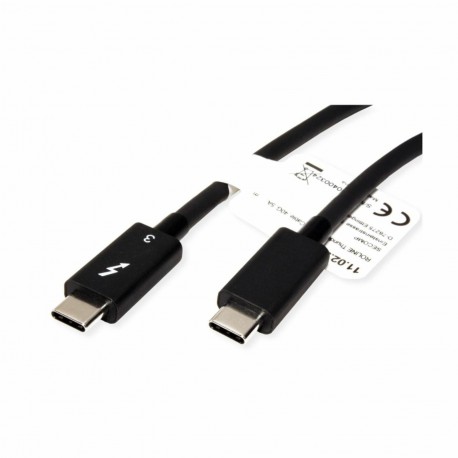 Kabel Thunderbolt 3 0,5m 40GBit/s 5A Roline črn