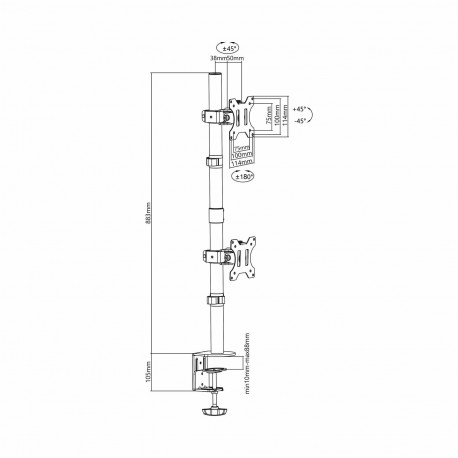 Nosilec namizni LCD 2xmonitor LCD-352/2V SBOX črn