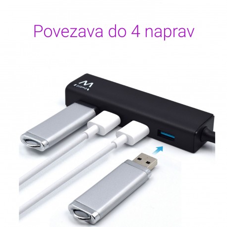 USB hub s 4 vhodi, USB 3.1, črn, Ewent EW1136
