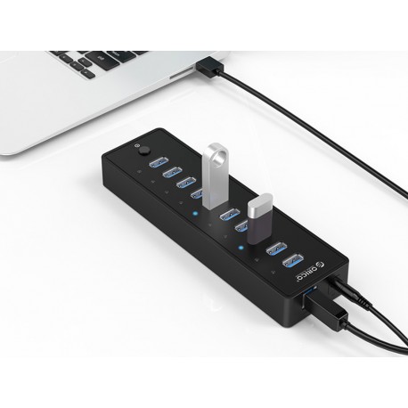 USB Hub ORICO P10-U3, 10v1, črn