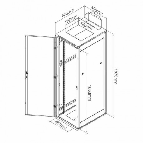 Kabinet  600x 600 42U 1970 sestavljen črn Triton