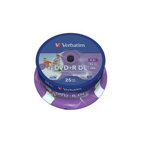 Mediji DVD+R Dual Layer 8.5GB 8x Verbatim InkJet Spindle-25 (43667)