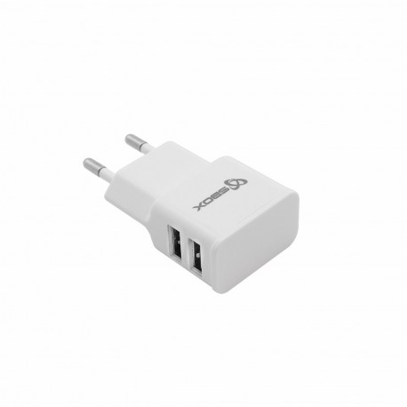 Pretvornik USB - 220V 2.1A 2xUSB bel kotni SBOX