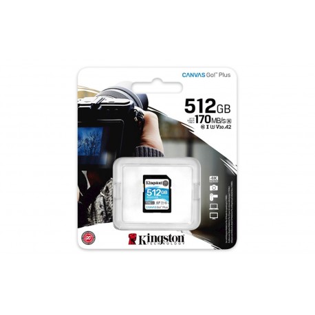 Pomnilniška kartica SDXC KINGSTON 512GB Canvas GO Plus, C10, UHS-I, U3, V30