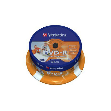 Mediji DVD-R 4.7GB 16x Verbatim InkJet Spindle-25 ID (43538)