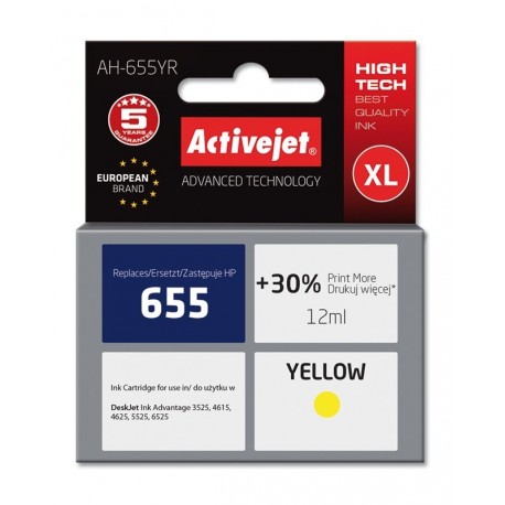 ActiveJet rumeno črnilo HP CZ112AE  655, AH-655YR