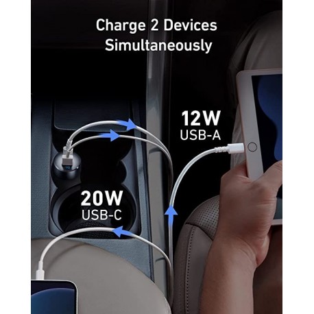 Anker PowerDrive PD+2 32W(20W+12W) avto polnilec