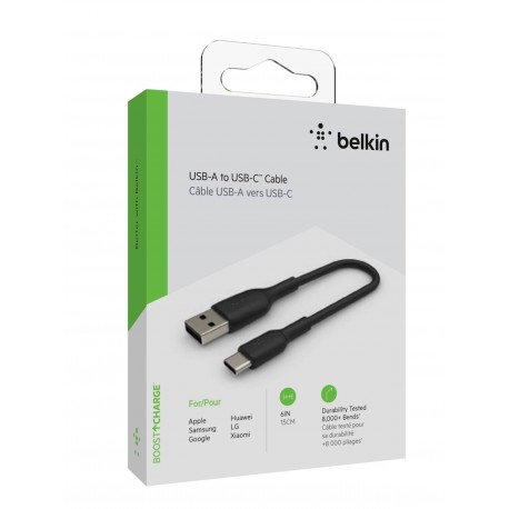 Kabel Belkin BOOST CHARGE  USB-C USB-A, črn, 15 cm